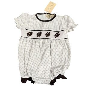 SOUTHERN DARLIN SMOCKS (SDS) ONESIE FOOTBALL SZ 18 MO